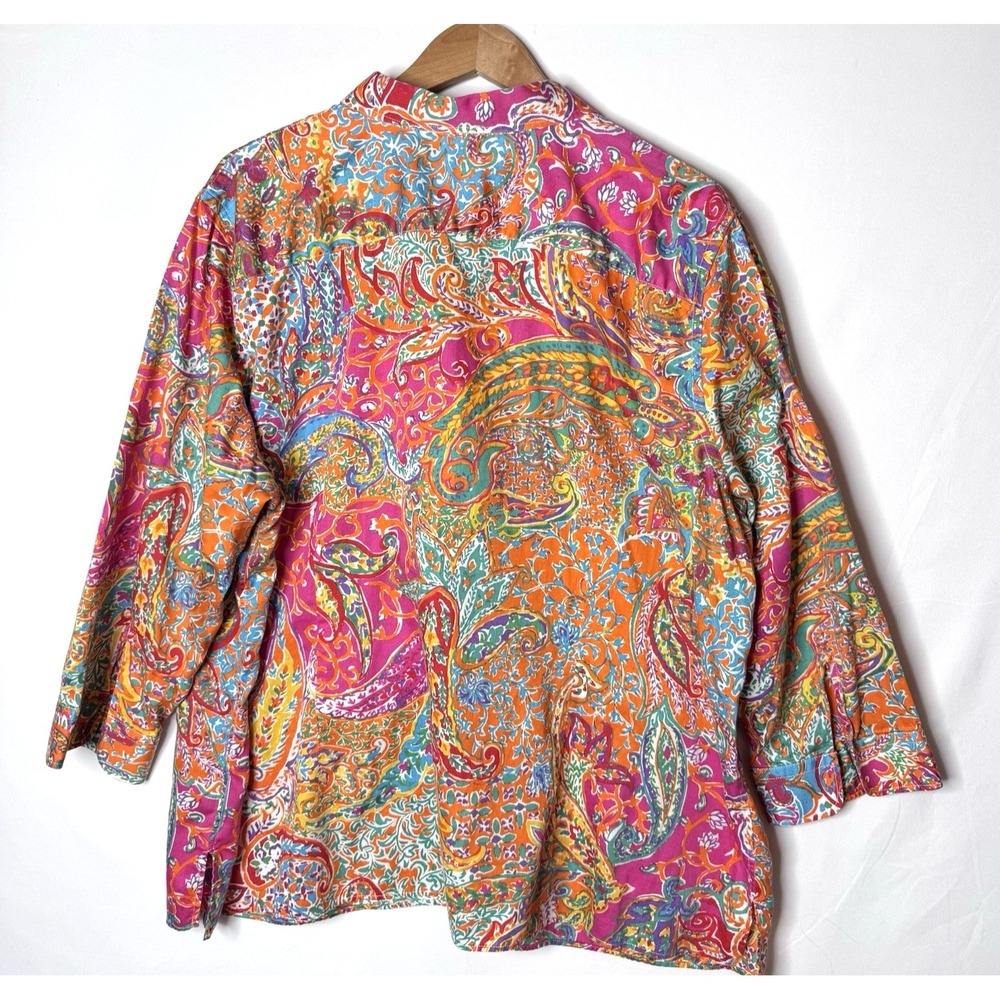 Lauren Ralph Lauren Tunic Top 3X Button 100% Cotton Print 3XL Lightweight Preppy - Picture 3 of 9